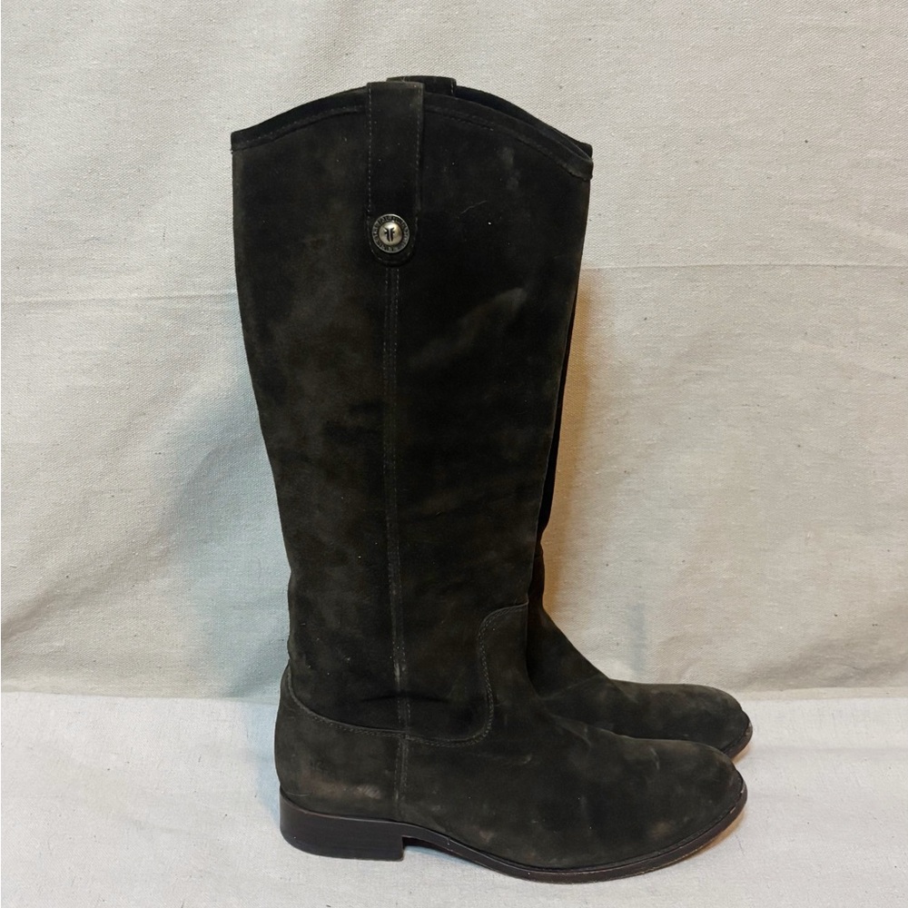 Frye dark green suede boots size 8.5
